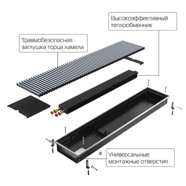 Конвектор внутрипольный Royal Thermo ATRIUM 190/250/1400 DG U LB — изображение 5